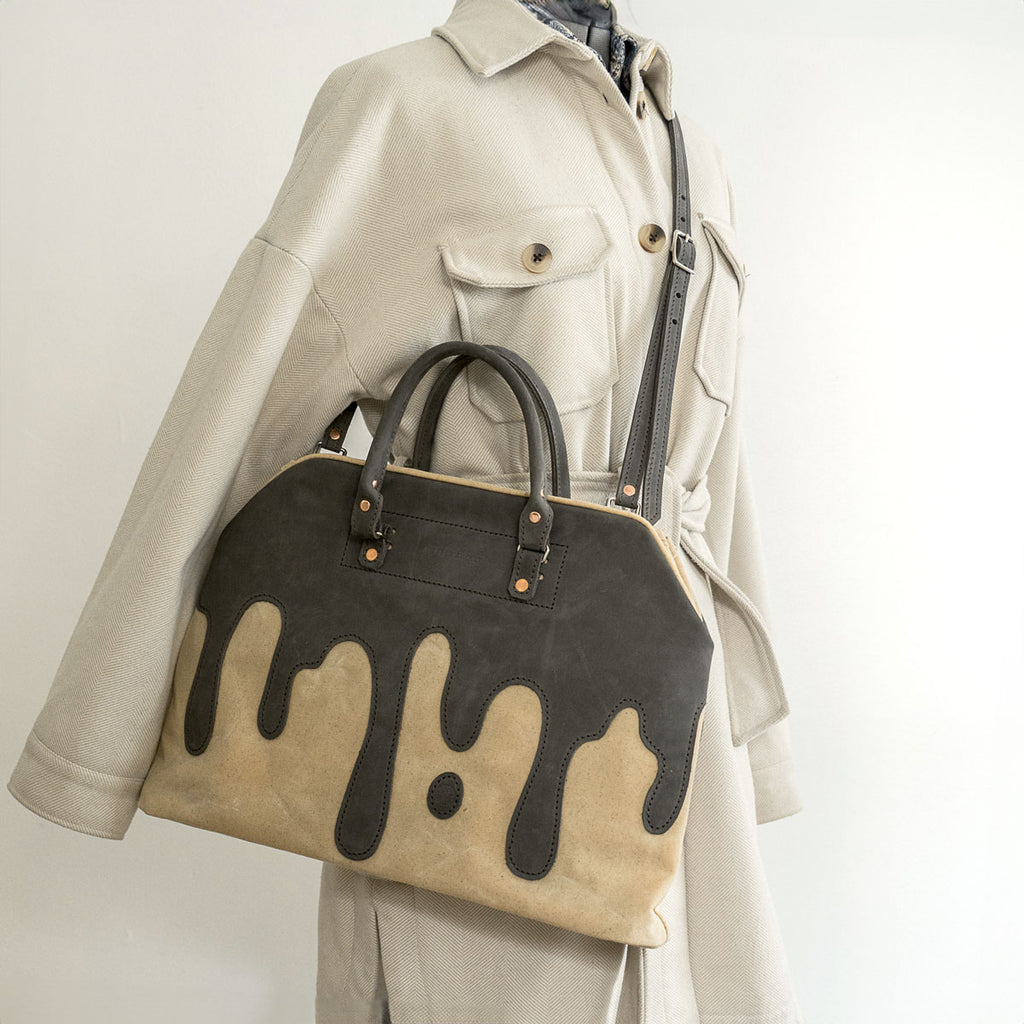 Holden Workbag Leather Drip in Nubuck Grey