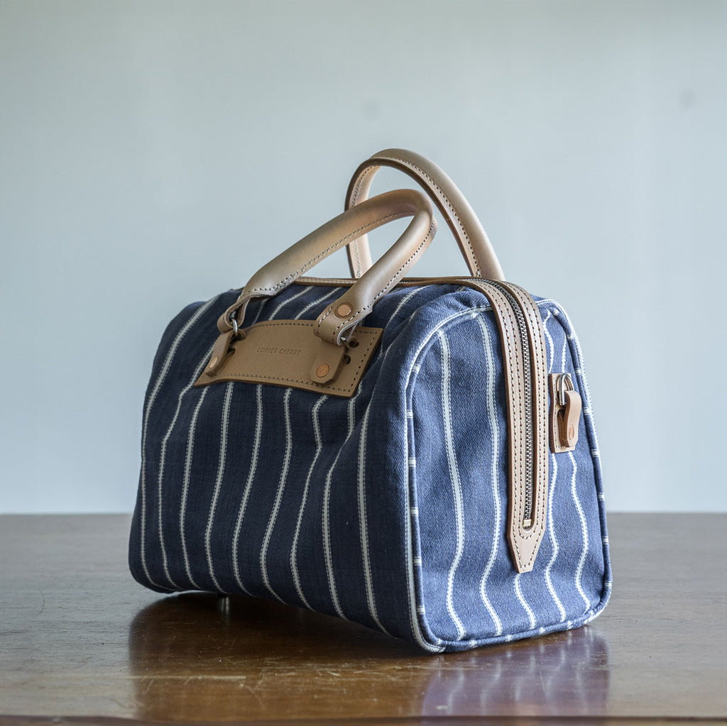 New! Boston HandBag in Blue & White Stripe