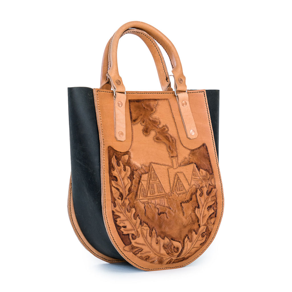 Hand-tooled Cabin Hand Tote