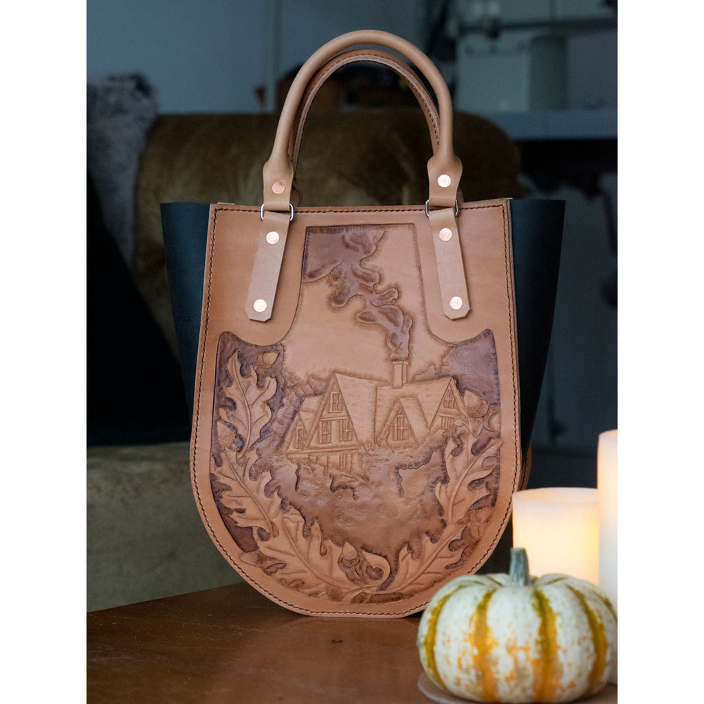 Hand-tooled Cabin Hand Tote